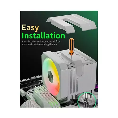 upHere UP2TC8C ARGB CPU Air Cooler (White)-gallery-4