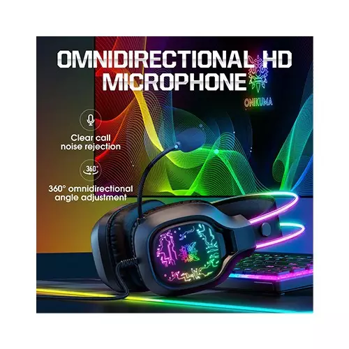 ONIKUMA X22 Cool RGB Dynamic Light Wired Gaming Headset (Black) - 2