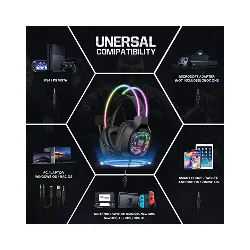 ONIKUMA X22 Cool RGB Dynamic Light Wired Gaming Headset (Black)-3