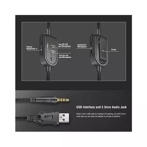 ONIKUMA K8 RGB Wired Stereo Gaming Headphones (Camou-Gray) - 4