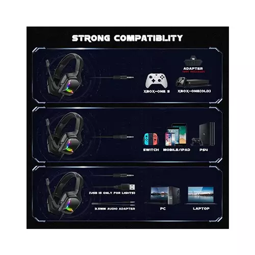 ONIKUMA K20 RGB Wired Gaming Headsets (Camou-Gray) - 2