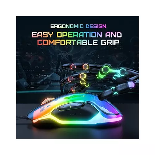 ONIKUMA CW925 12800 DPI RGB Backlit Wired Transparent Gaming Mouse-gallery-3