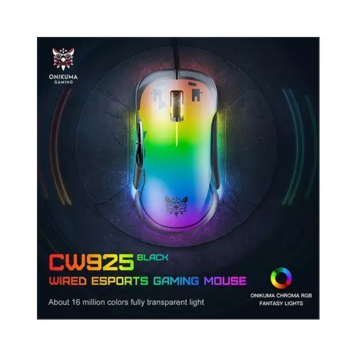 ONIKUMA CW925 12800 DPI RGB Backlit Wired Transparent Gaming Mouse-gallery-1