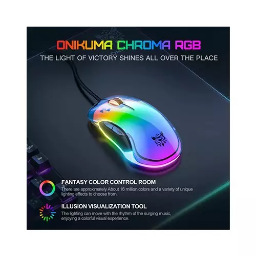 ONIKUMA CW925 12800 DPI RGB Backlit Wired Transparent Gaming Mouse-gallery-2
