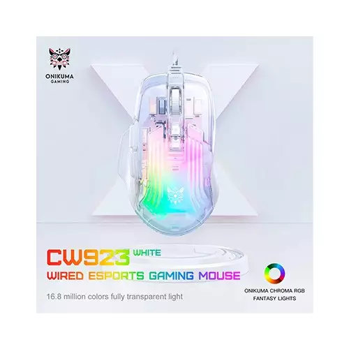 ONIKUMA CW923 12800 DPI Wired RGB Transparent Gaming Mouse-gallery-1