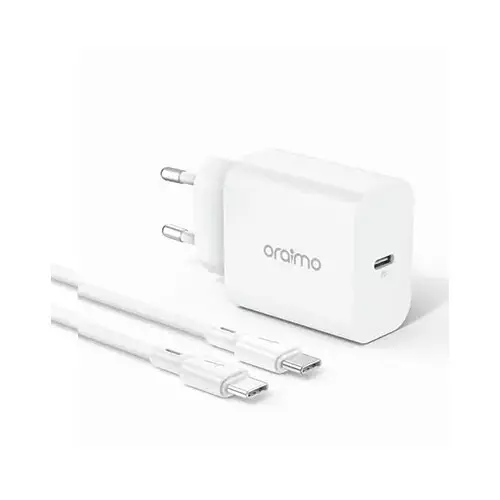Oraimo OCW-E106S+ CC54 20W Type C Fast Charger Pd 3.0 Wall Charger with Type-C Cable (White)