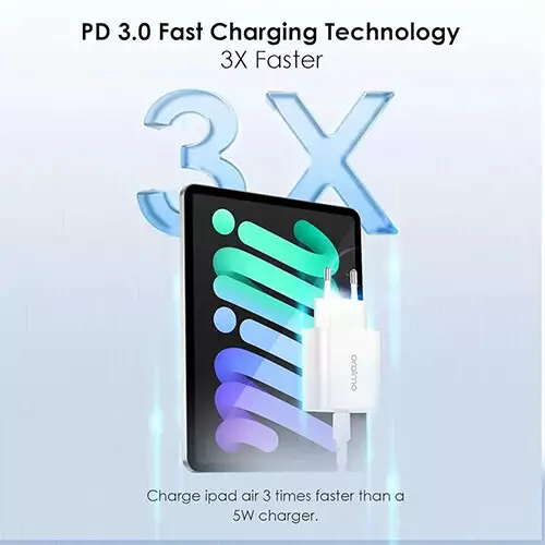 Oraimo OCW-E106S+ CC54 20W Type C Fast Charger Pd 3.0 Wall Charger with Type-C Cable (White)-gallery-1