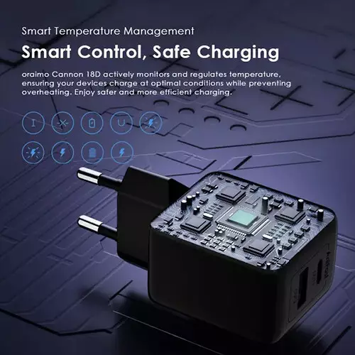 Oraimo Cannon 18D OCW-5183E+M53 18W QC & PD3.0 PE20 Wall Charger with Micro USB Cable-gallery-2