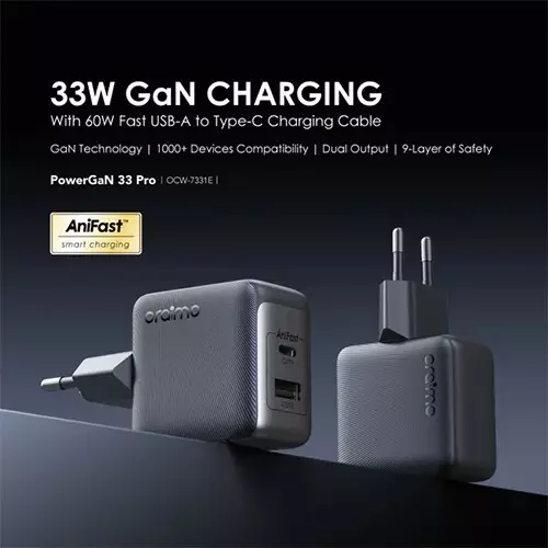 Oraimo PowerGaN 33 Pro 33W GaN Wall Charger with Type-C Cable-gallery-1