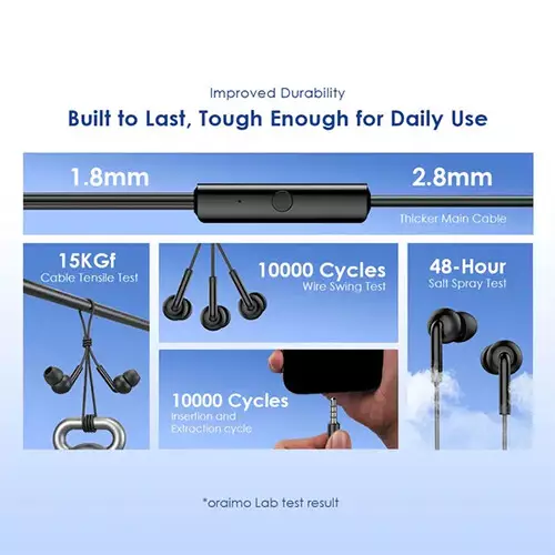 Oraimo CONCH 2 Neo 3.5MM Wired In-Ear Earphone (Black) - 3