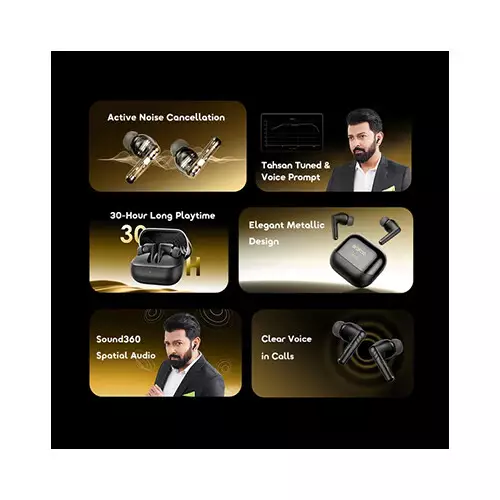 Oraimo SpaceBuds Neo+ ANC Spatial Audio True Bluetooth Earphones (SPEEDBLACK) - 4