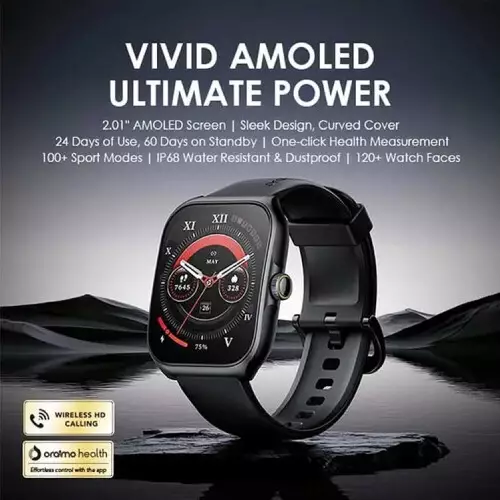 Oraimo OSW-812 Watch Nova AM 2.1 inch AMOLED BT Calling SmartWatch (LightChrome) - 1