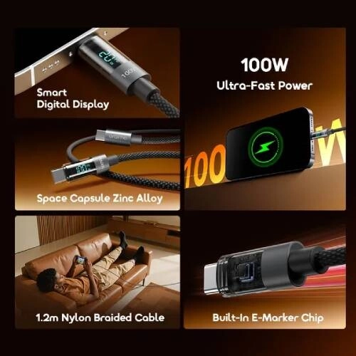 Oraimo DigiLine OCD-175CC 100W 1.2 Meter Type-C Cable with Display - 3