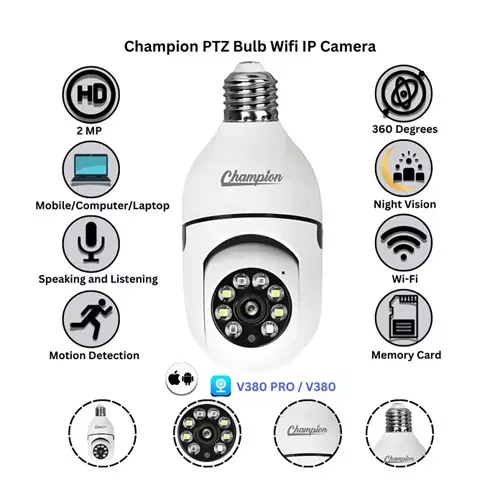 Champion PTZ Bulb 2MP Wifi IP Camera-1