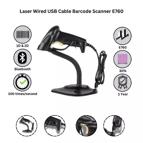 Champion E760 Laser Wired USB Cable Barcode Scanner-1