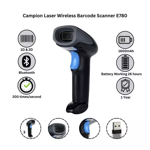 Campion E780 Laser Wireless Barcode Scanner-1