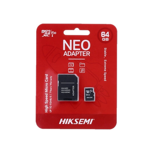 Hiksemi HS-TF-C1 NEO-AD 64GB UHS-I Class10 MicroSDXC Memory Card with Adapter - 1