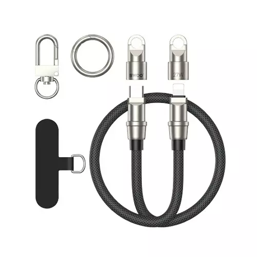 BWOO BO-X309 2 In 1 Type-C to Lightning Charging Cable Built-in Phone Lanyard-gallery-3