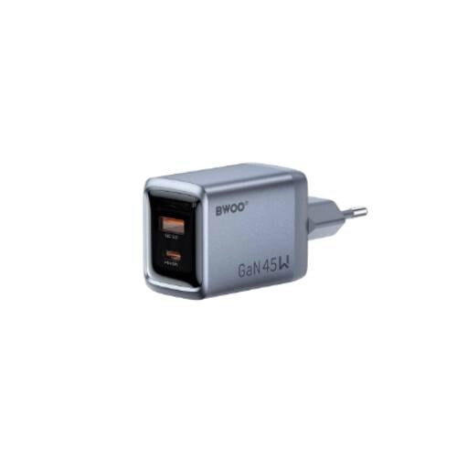 BWOO GaNex Dual-Port (USB-A + USB-C) 45W GaN Charger - 1