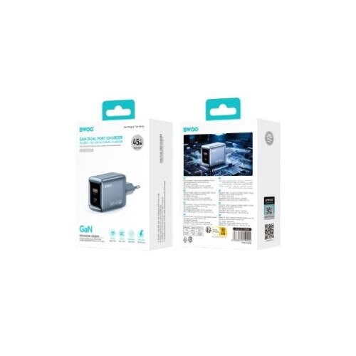 BWOO GaNex Dual-Port (USB-A + USB-C) 45W GaN Charger - 6