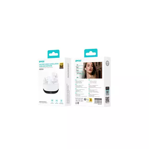 BWOO BO-BW40 Half-in-Ear ANC + ENC Wireless Earbuds White - 4