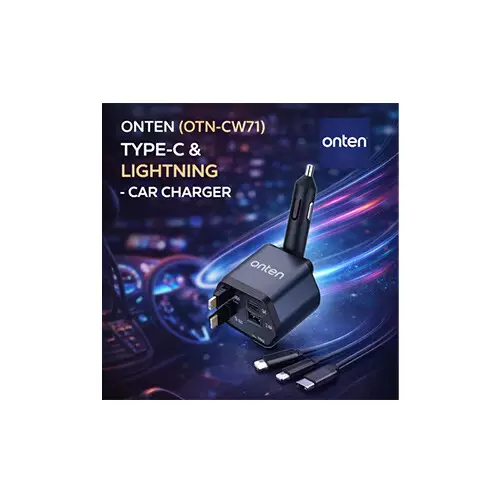 ONTEN OTN-CW71 TYPE-C & LIGHTNING CAR CHARGER - 1