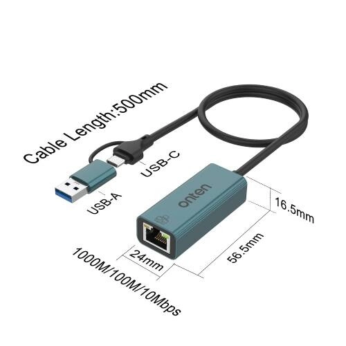 Onten OTN-UE106+ USB-C and USB-A to Ethernet Adapter - 2