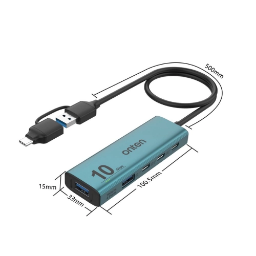 ONTEN 5-in-2 USB 3.2 Gen 2 4-Port 10G Hub with Power Supply - 2
