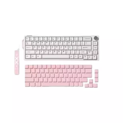 FURYCUBE V68 Tri-Mode Aluminum Alloy Mechanical Keyboard (White-Pink)-gallery-1