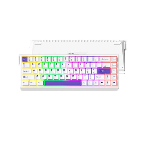 Furycube M68HE RGB Hot-Swappable Gaming Mechanical Keyboard (White) - 1
