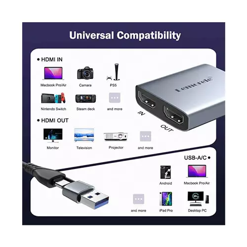 Lemorele AC07 Dual USB & Type-C 1080P Video Capture Card - 1