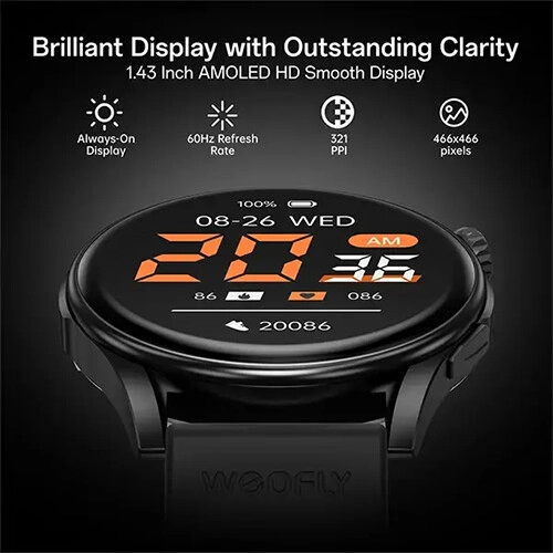 Weofly Curve 2 1.43 Inch AMOLED Display Bluetooth Calling Smartwatch (Silver) - 1