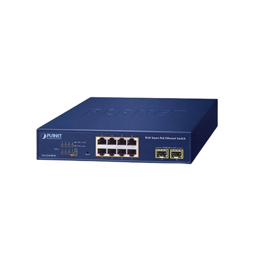 Planet GS-2210-8P2S 8-Port 10/100/1000T 802.3at PoE + 2-Port 1000X SFP Web Smart Ethernet Switch - 1