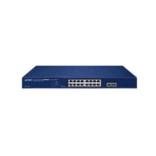 Planet GSW-1820HP 16-Port 10/100/1000T 802.3at PoE + 2-Port 1000X SFP Gigabit Ethernet Switch - 1