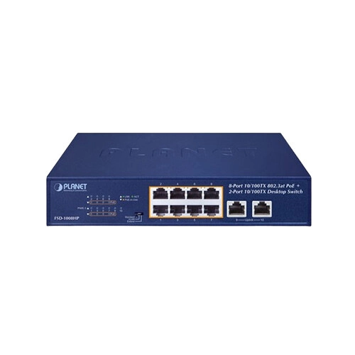 Planet FSD-1008HP 8-Port 10/100TX 802.3at PoE + 2-Port 10/100TX Desktop Switch - 1