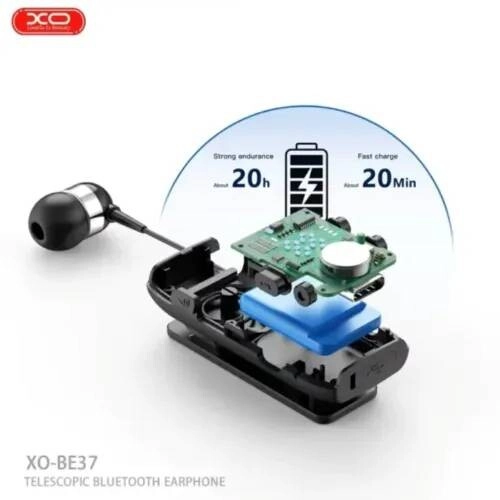 XO BE37 Clip On Bluetooth Headphone - Black - 2