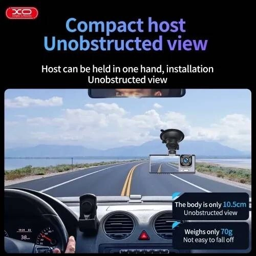 XO XJ03 front rear recorder FHD Car Camera - Black - 2