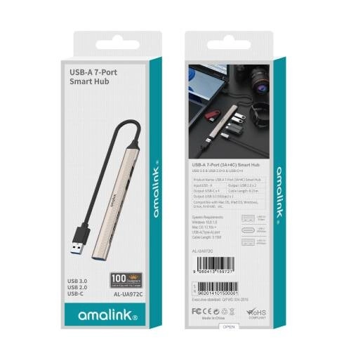 Amalink AL-UA972C USB 3.0 7-Port (3A+4C) Smart Hub - 1