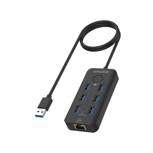 Amalink USB 3.2 Gen 1 6-Port 5G Hub with Ethernet card and Lock Button