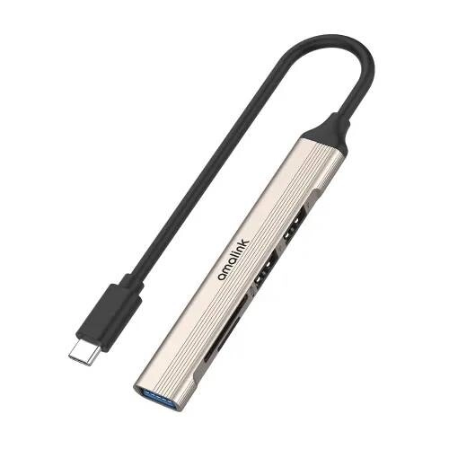 Amalink AL-9705D USB-C 2.0 Card Reader with 3-Port HUB