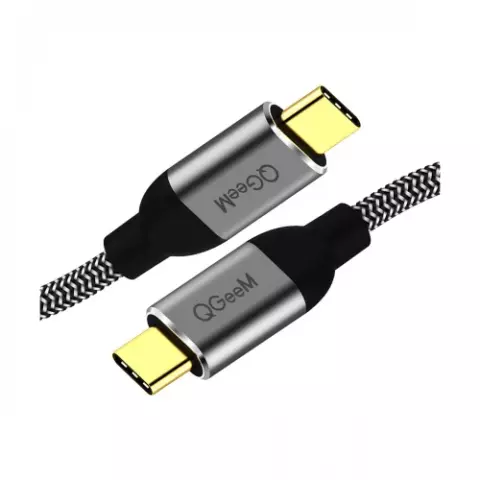 Qgeem QG-CC03-12 USB Type-C Male to Male 1.2 Meter Black & Grey Charging Cable