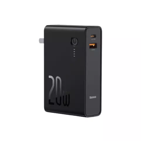 BASEUS 10000MAH POWER STATION 2 PD 20W POWER BANK & ADAPTER - BLACK