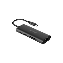 A4tech DST-80C Type-C Male To Dual USB Type-C & HDMI Female Converter (Black)