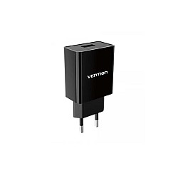 VENTION 12W USB 1 PORT BLACK WALL CHARGER