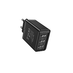 VENTION FEAB0-EU 3-PORT USB EU-PLUG BLACK WALL CHARGER