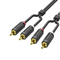 Qgeem QG-AU12-18 2RCA Male to Male 1.8 Meter  Black Audio-Video Cable