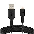 Belkin CAA002BT1MWH BOOST CHARGE Braided Lightning to USB-A iPhone Charging Cable