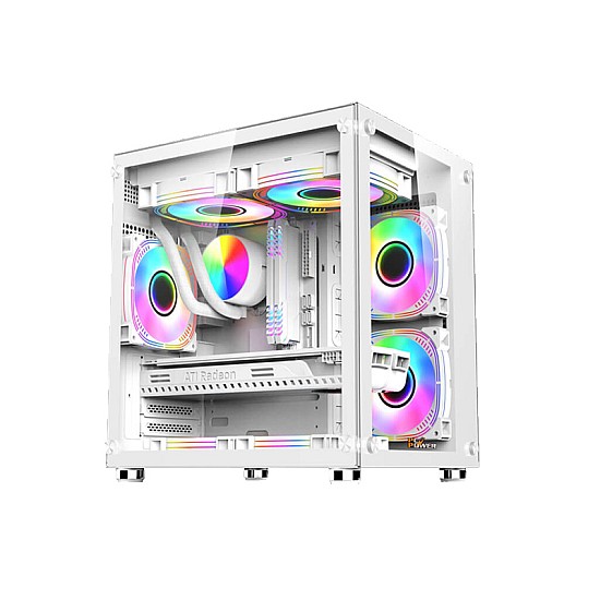 PC POWER ICE CUBE WHITE DESKTOP GAMING CASING WITH 350W PSU