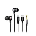 UGREEN EP103 BLACK WIRED 3.5MM/TYPE C/LIGHTNING CONNECTOR IN-EAR EARPHONE