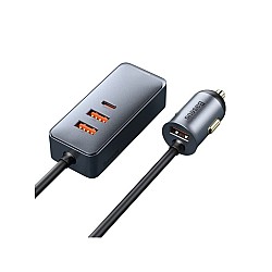 BASEUS CCBT-B0G SHARE TOGETHER PPS MULTI-PORT FAST CHARGING CAR CHARGER WITH EXTENSION CABLE